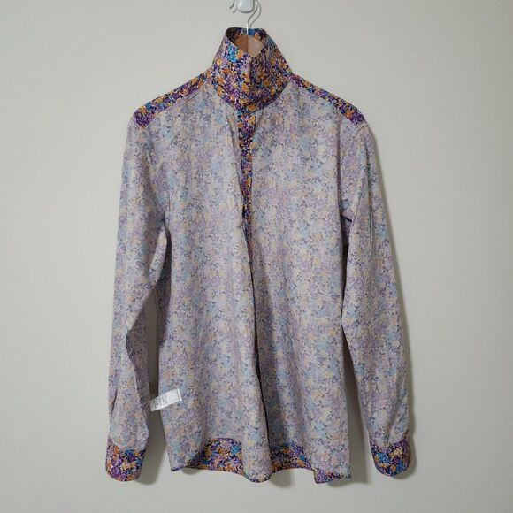 Kurt River Mens Kelsey Spread Shirt Slim Fit Button-Down Floral Cotton Size L - Picture 6 of 8